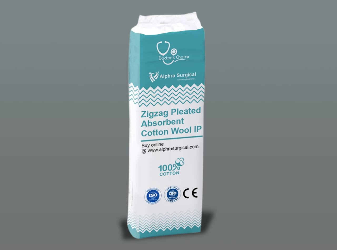 Zigzag Pleated Absorbent Cotton Wool IP